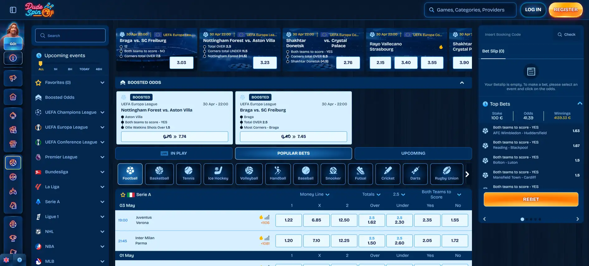 Dudespin sports betting