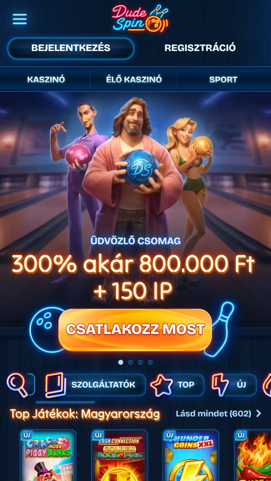 Dudespin Casino honlapja