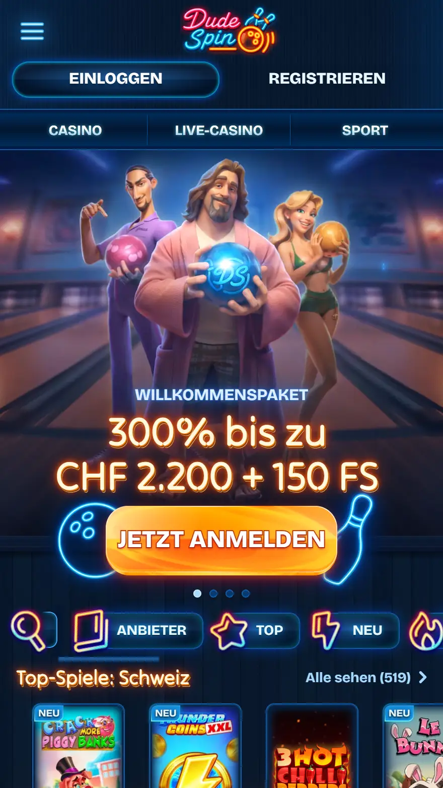 Dudespin Casino Startseite