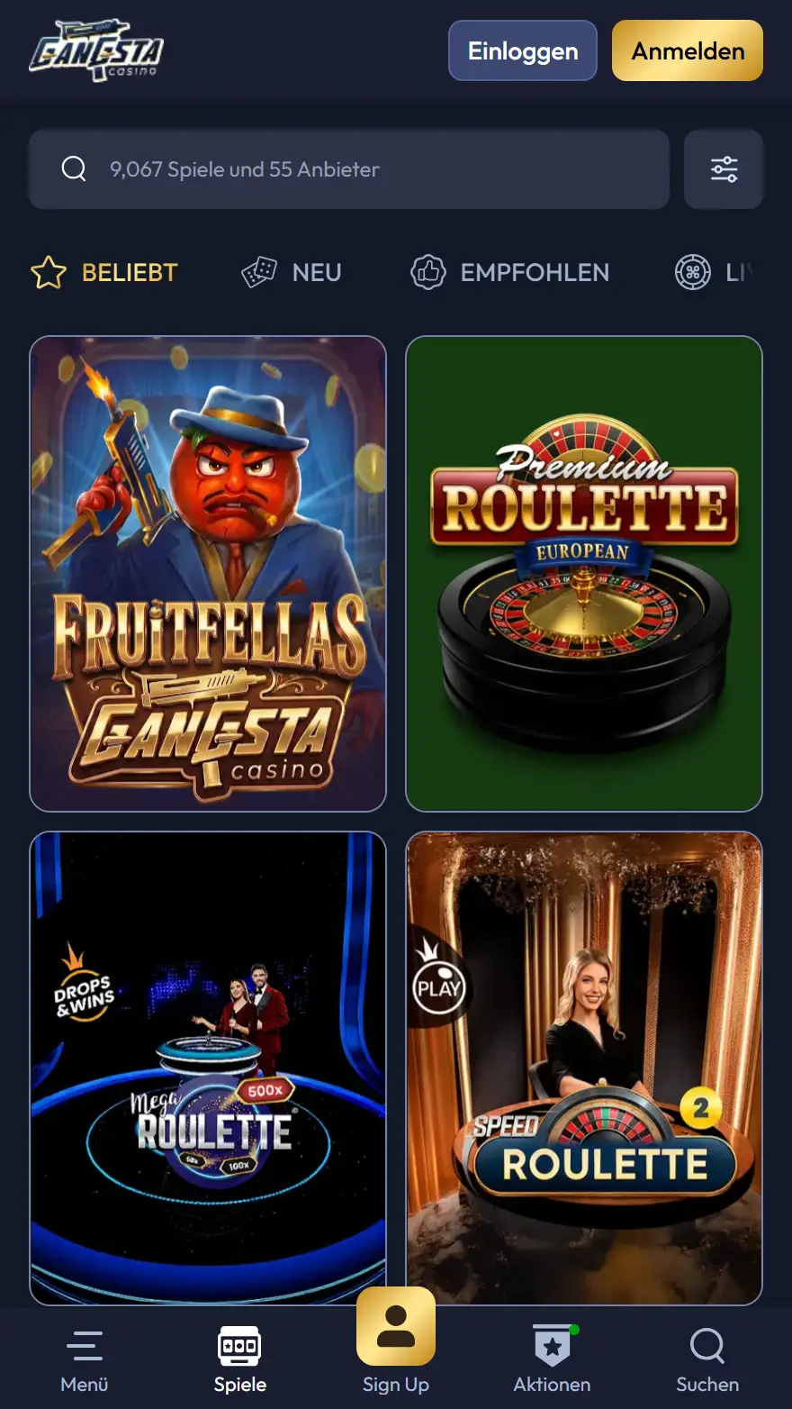 Gangsta Casino Spieleseite