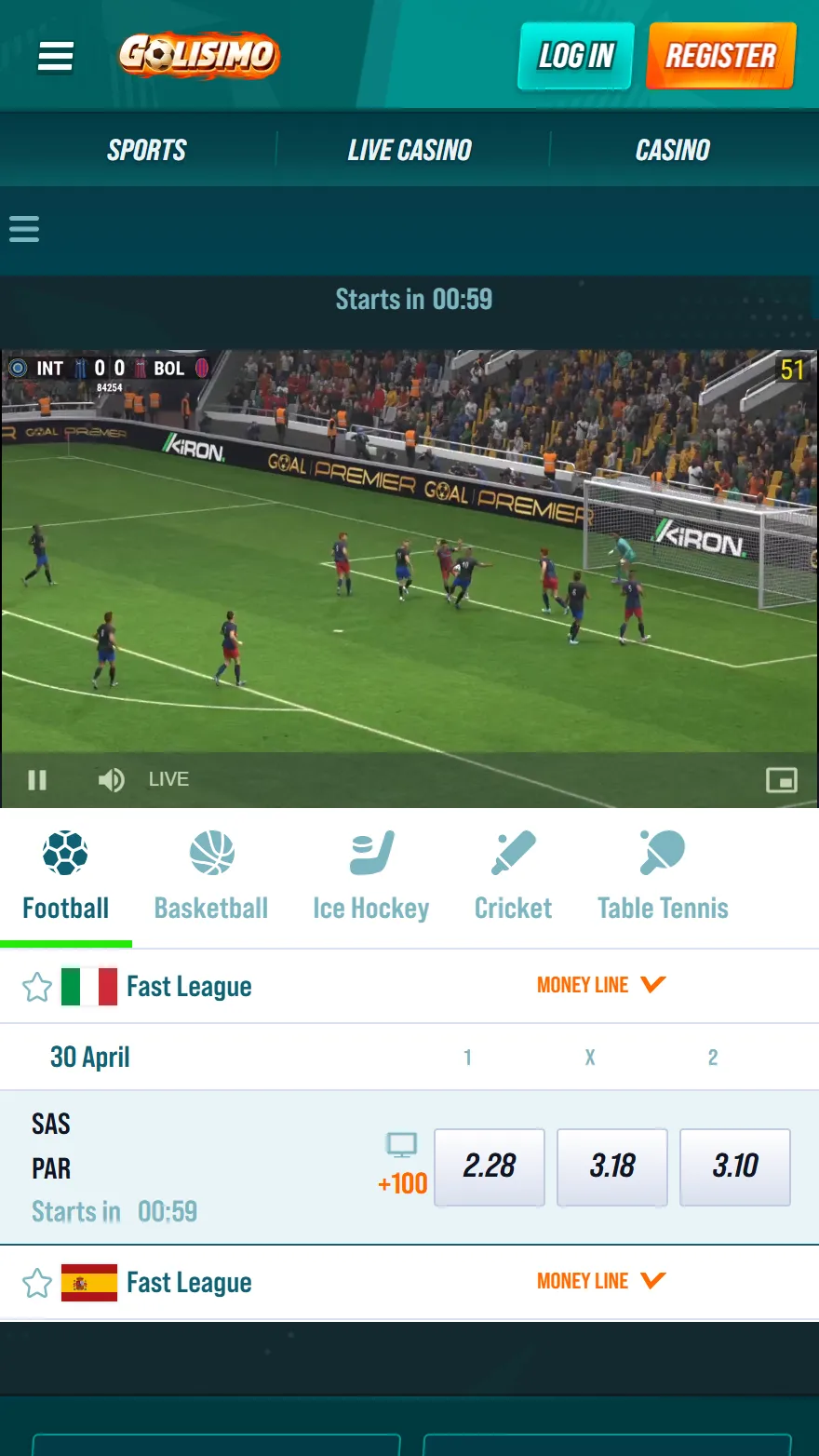 Golisimo virtuālā sporta lapa