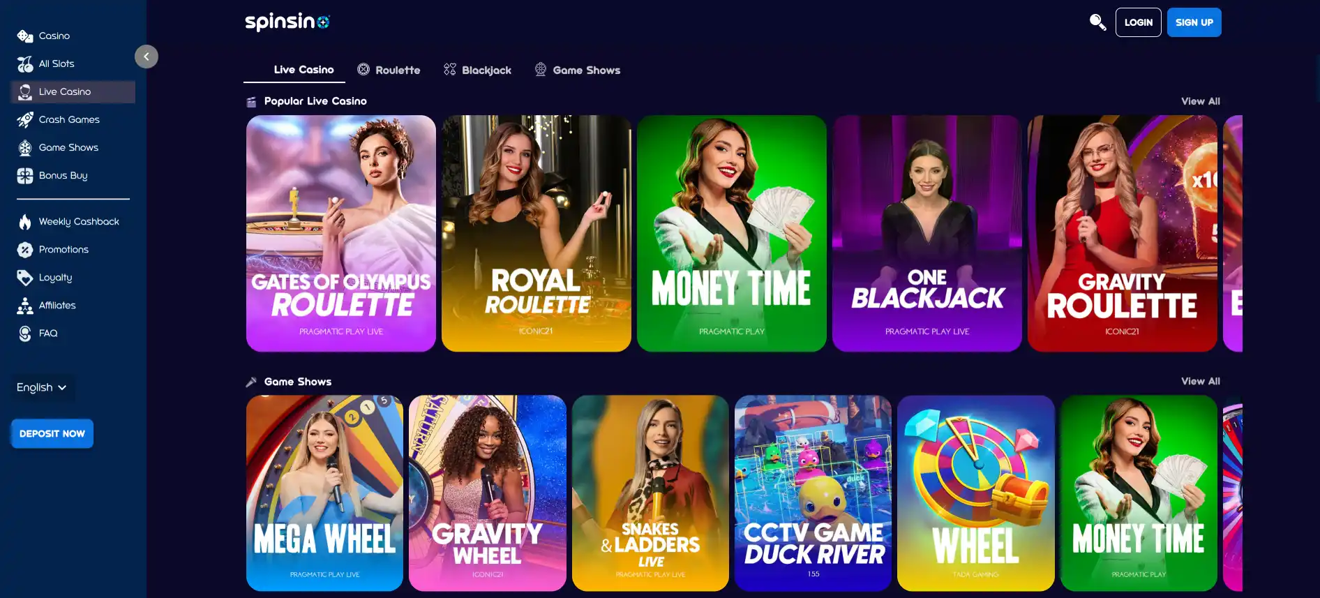 Spinsino live kazino