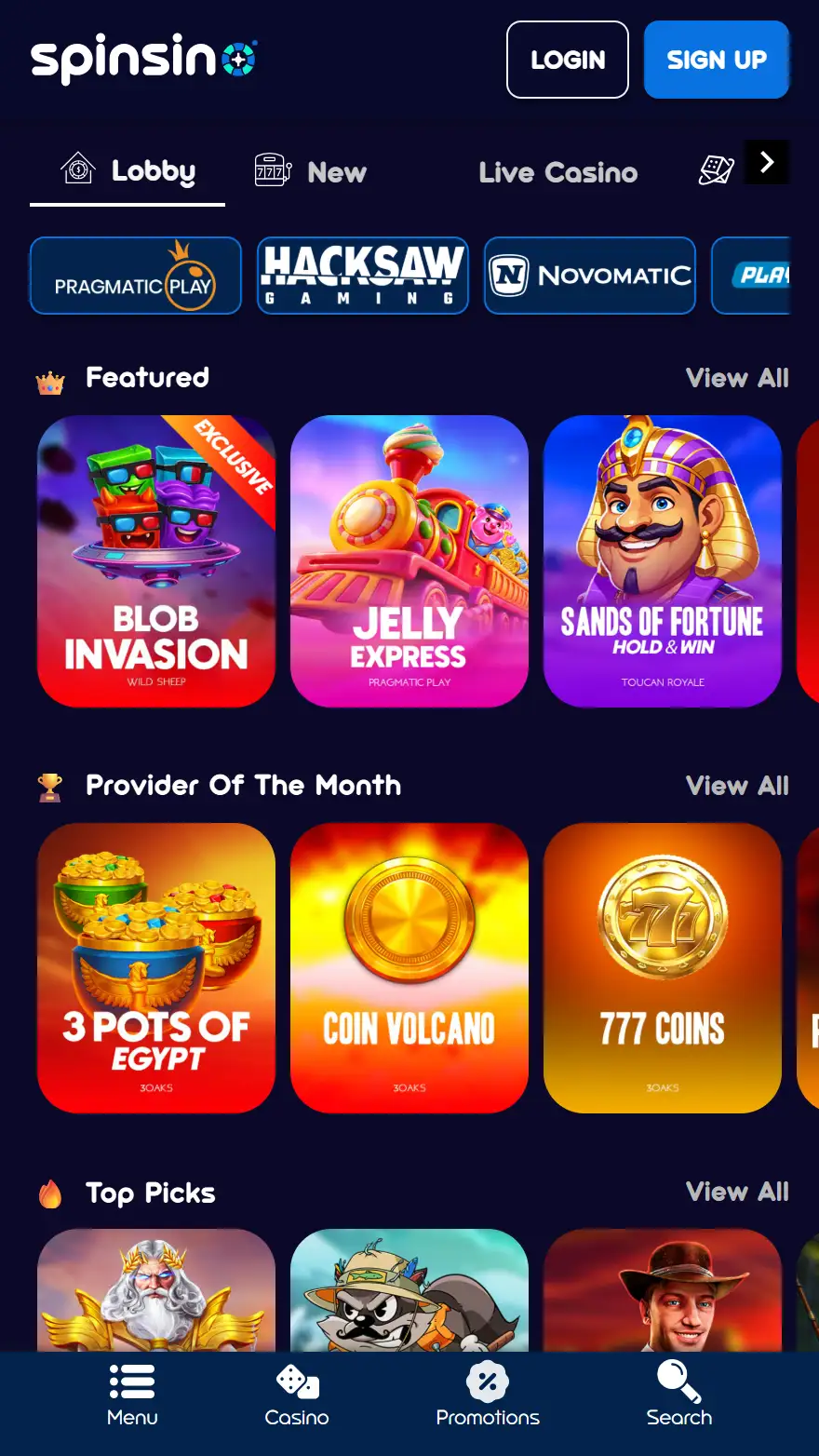 Spinsino казино страница игр