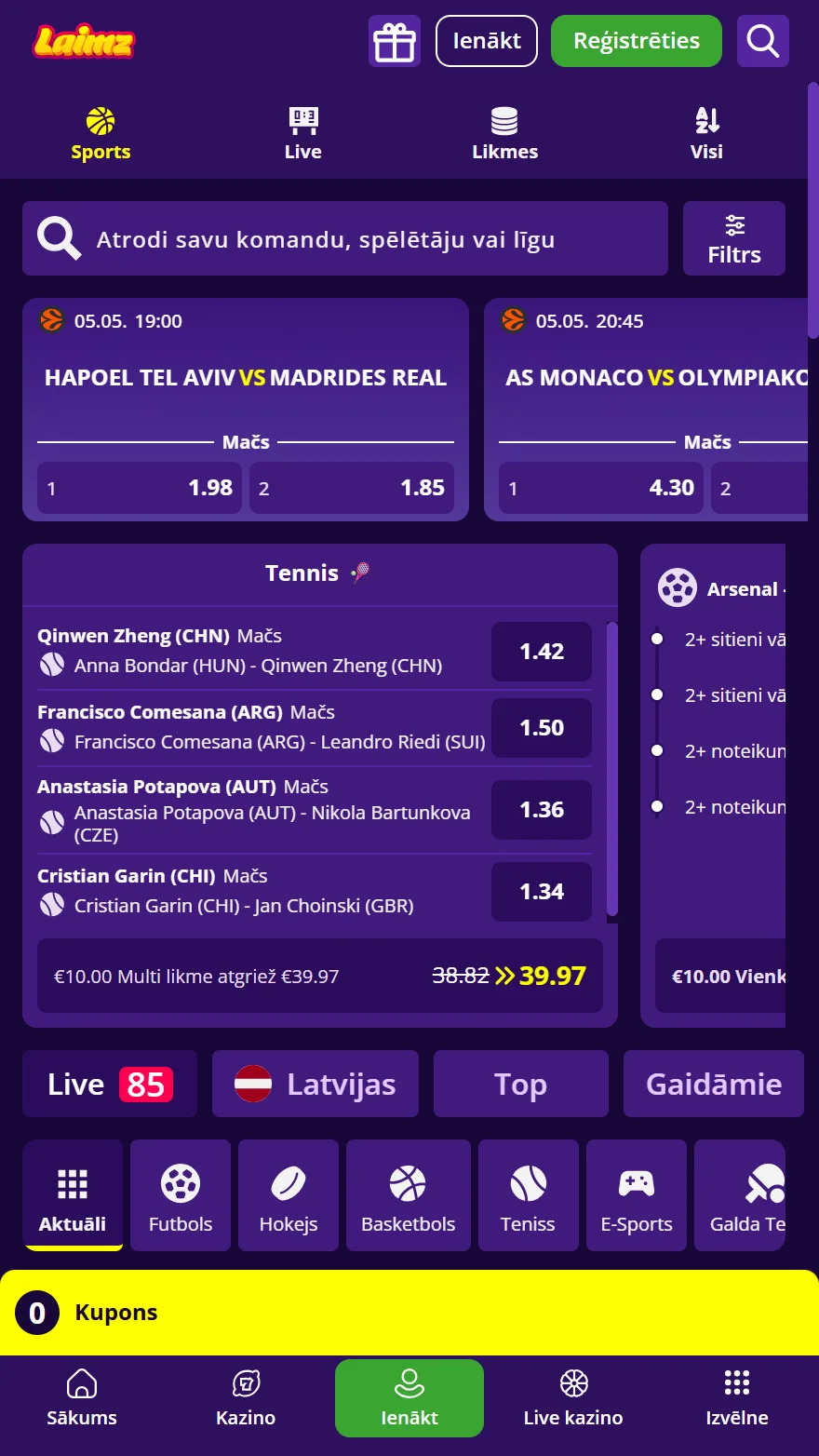 Laimz totalizatora lapa