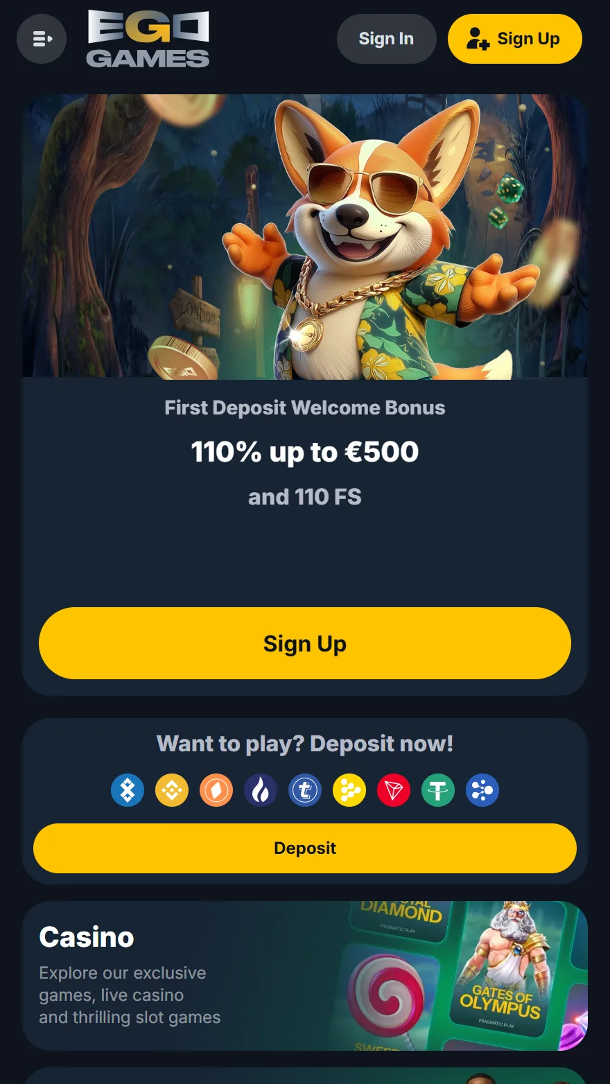 EgoGames Casinos hemsida