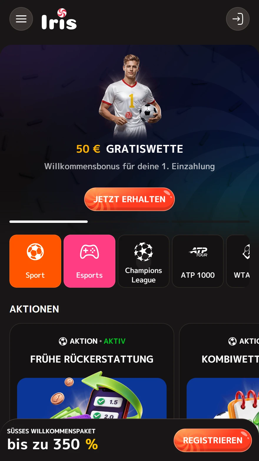 Iris Casino Wettanbieterseite