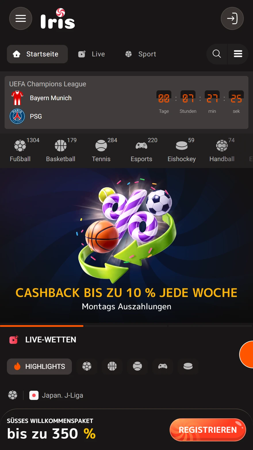 Iris Casino Sportwettenseite