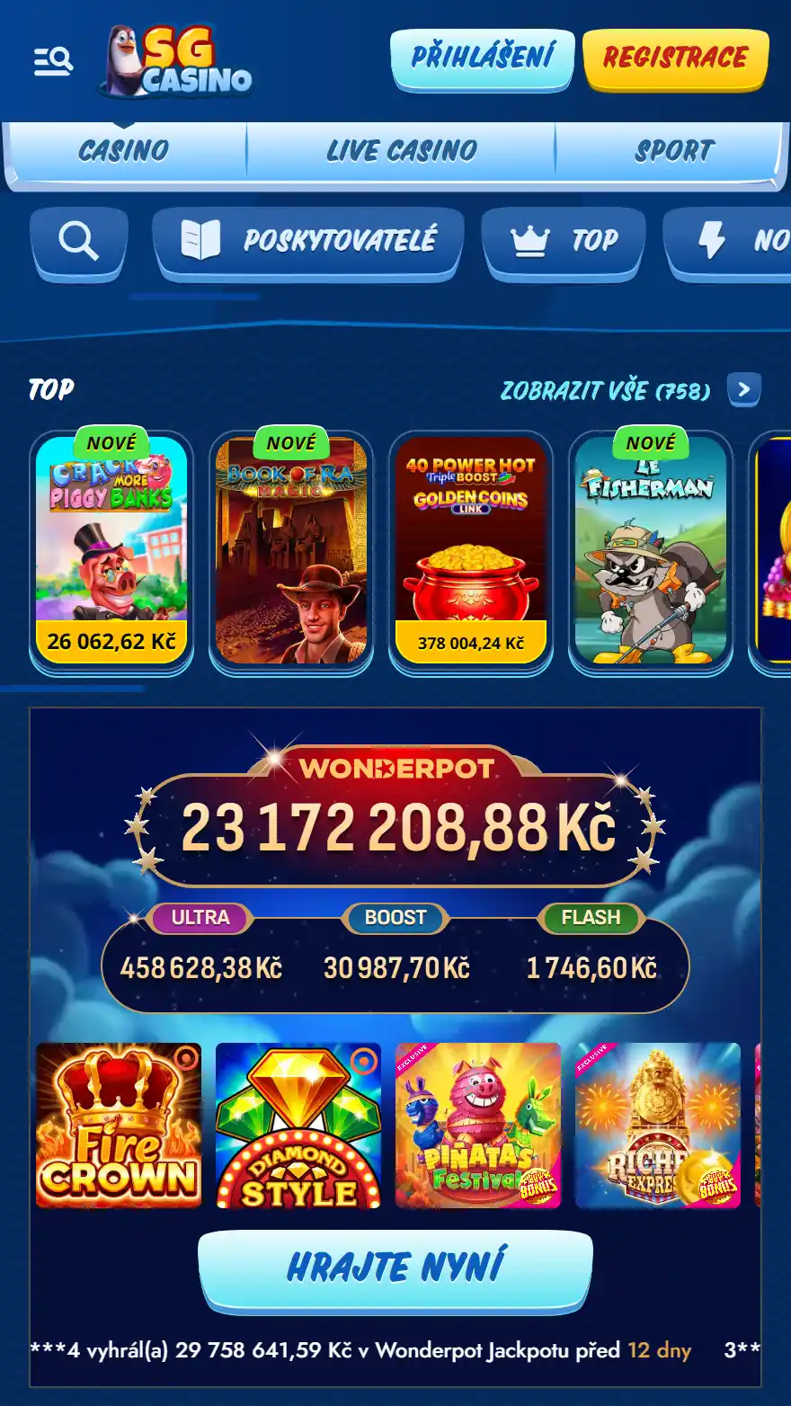 Stránka her SGCasino