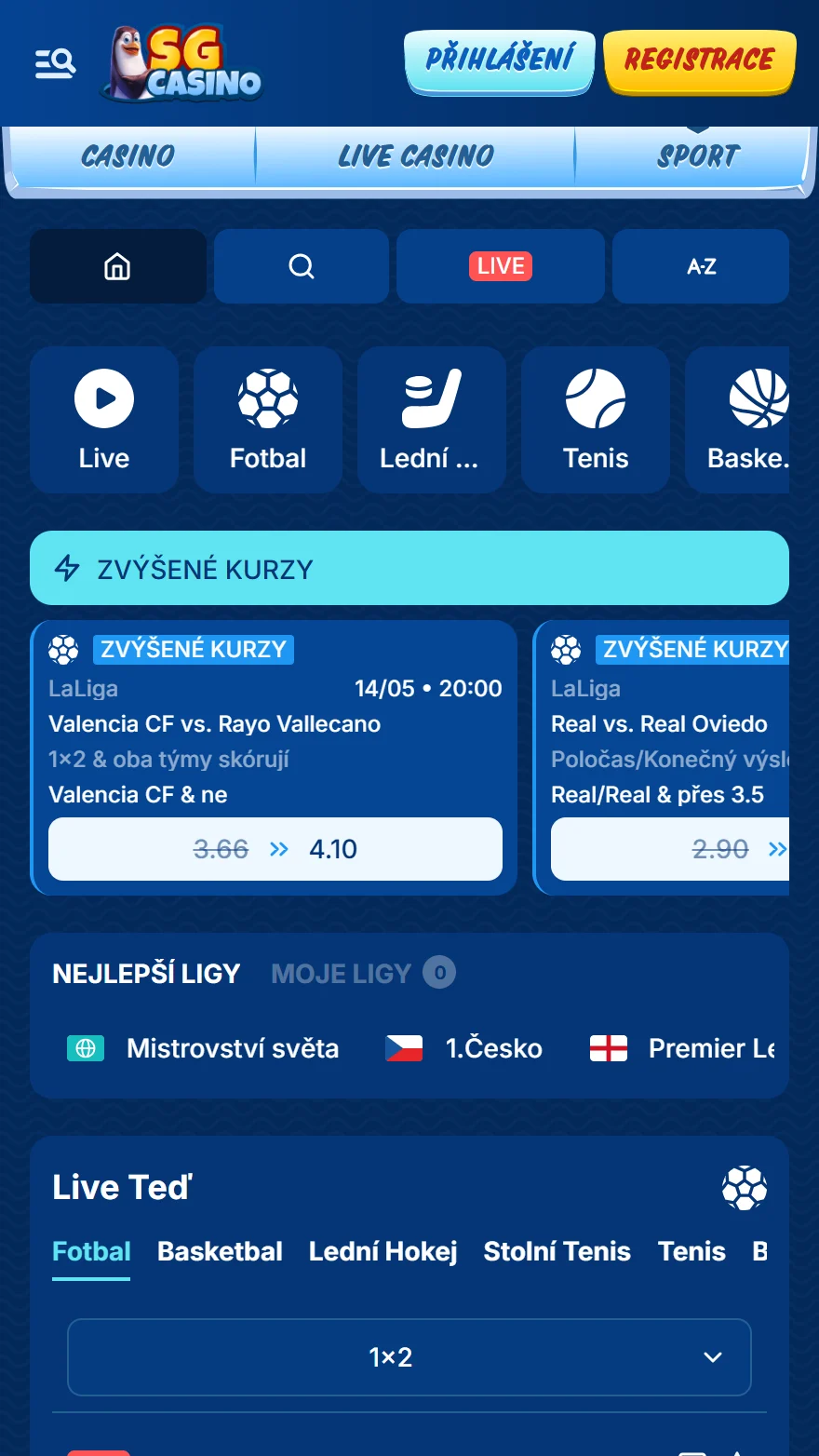 Stránka sportovních sázek SGCasino