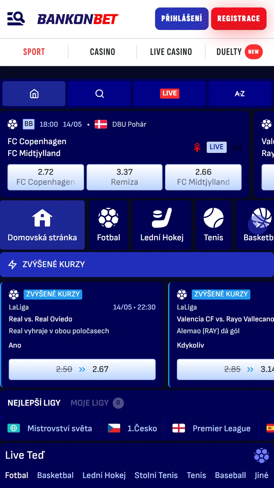 Stránka sportovního sázení Bankonbet
