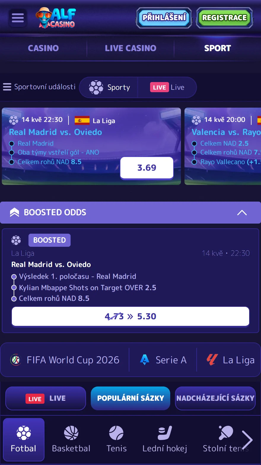 Stránka sportovních sázek AlfCasino