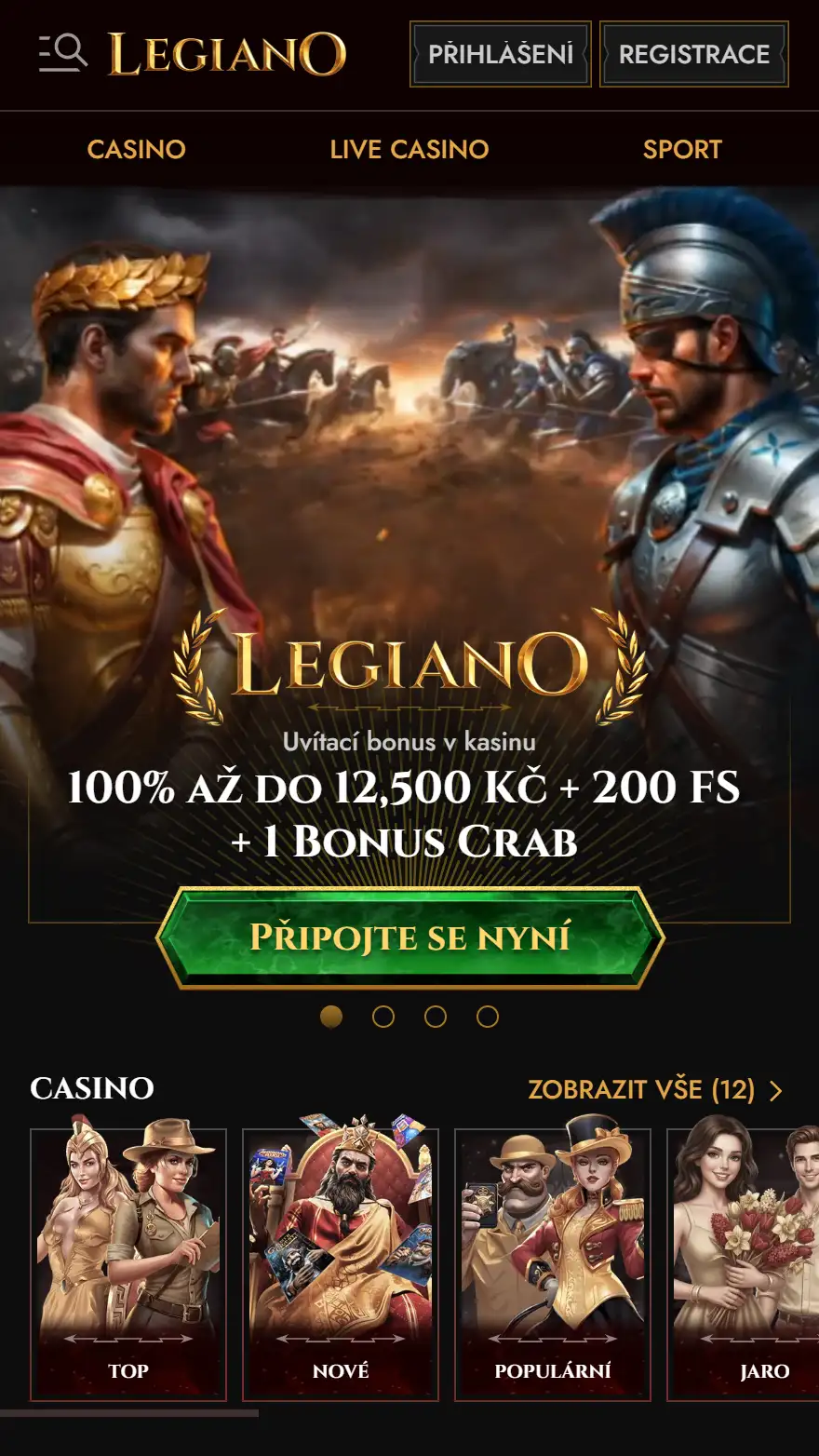Domovská stránka Legiano Casino