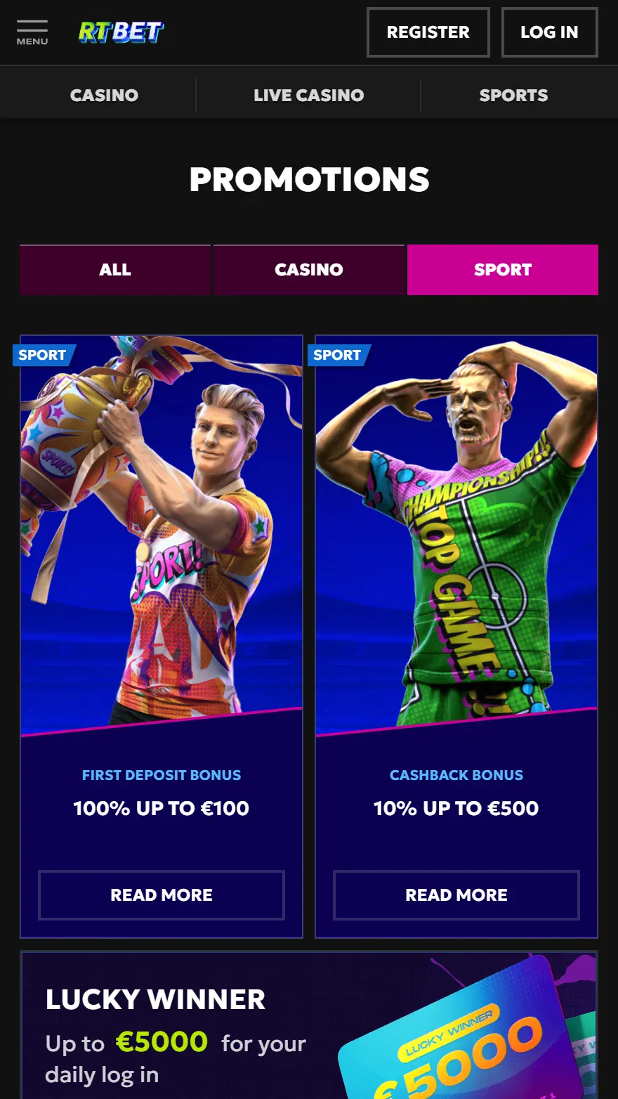 RTBet страница бонусов