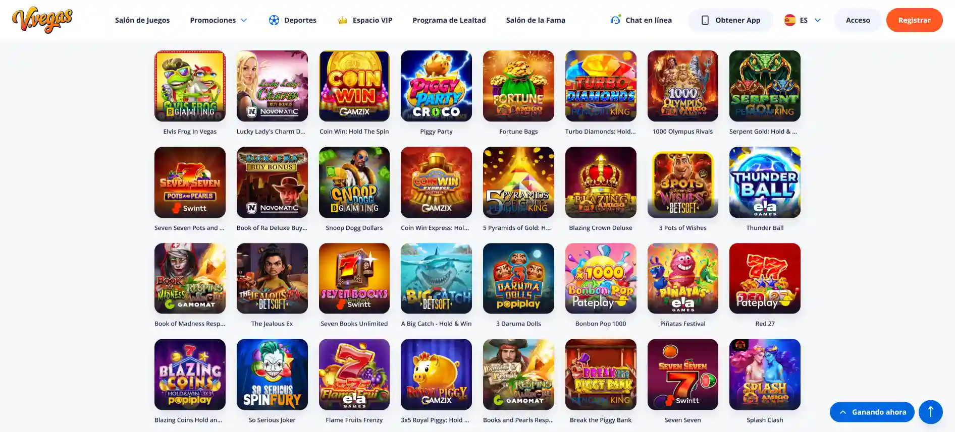 Juegos de casino de V. Vegas