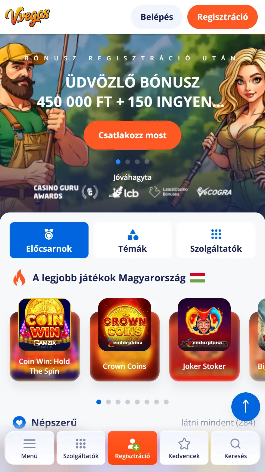 V. Vegas kaszinó honlapja