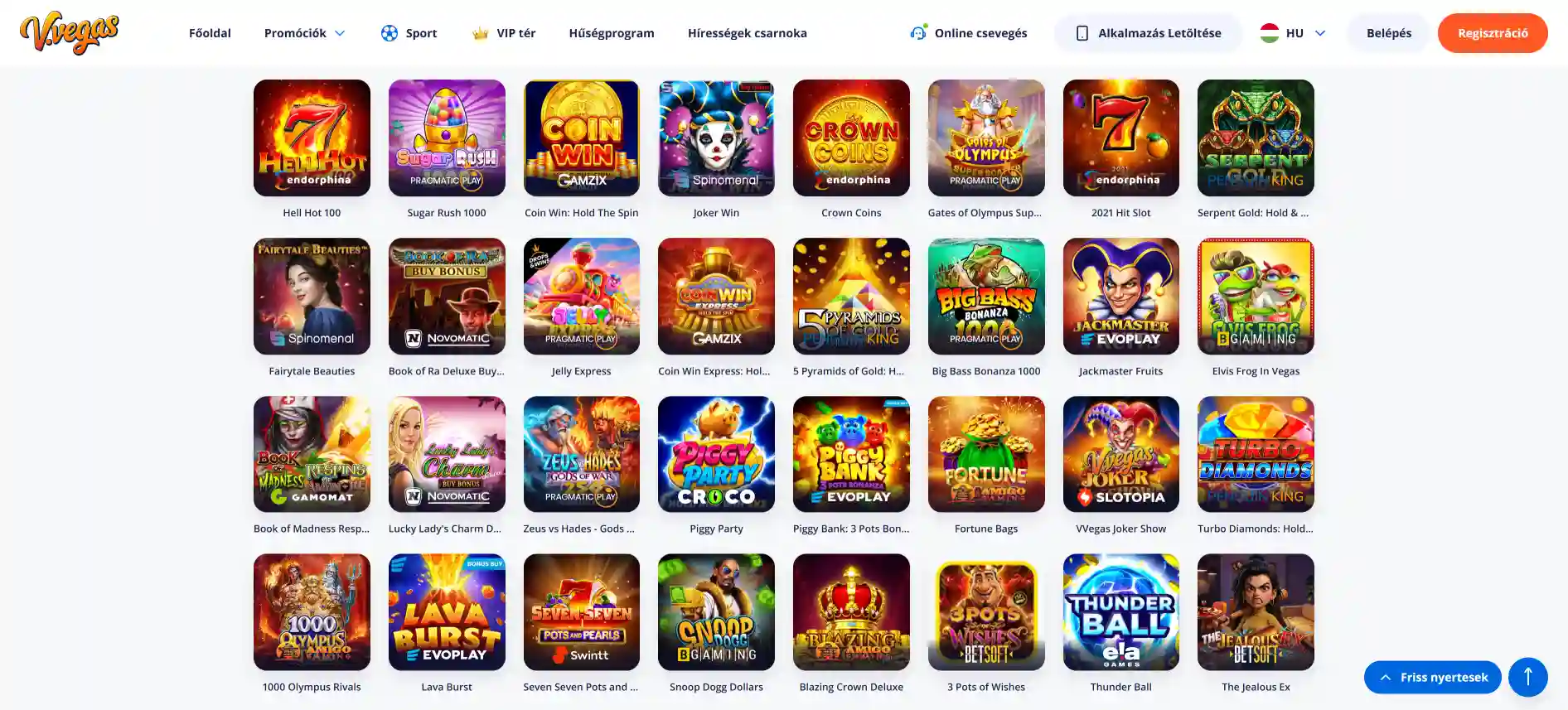 V. Vegas kaszinójátékok