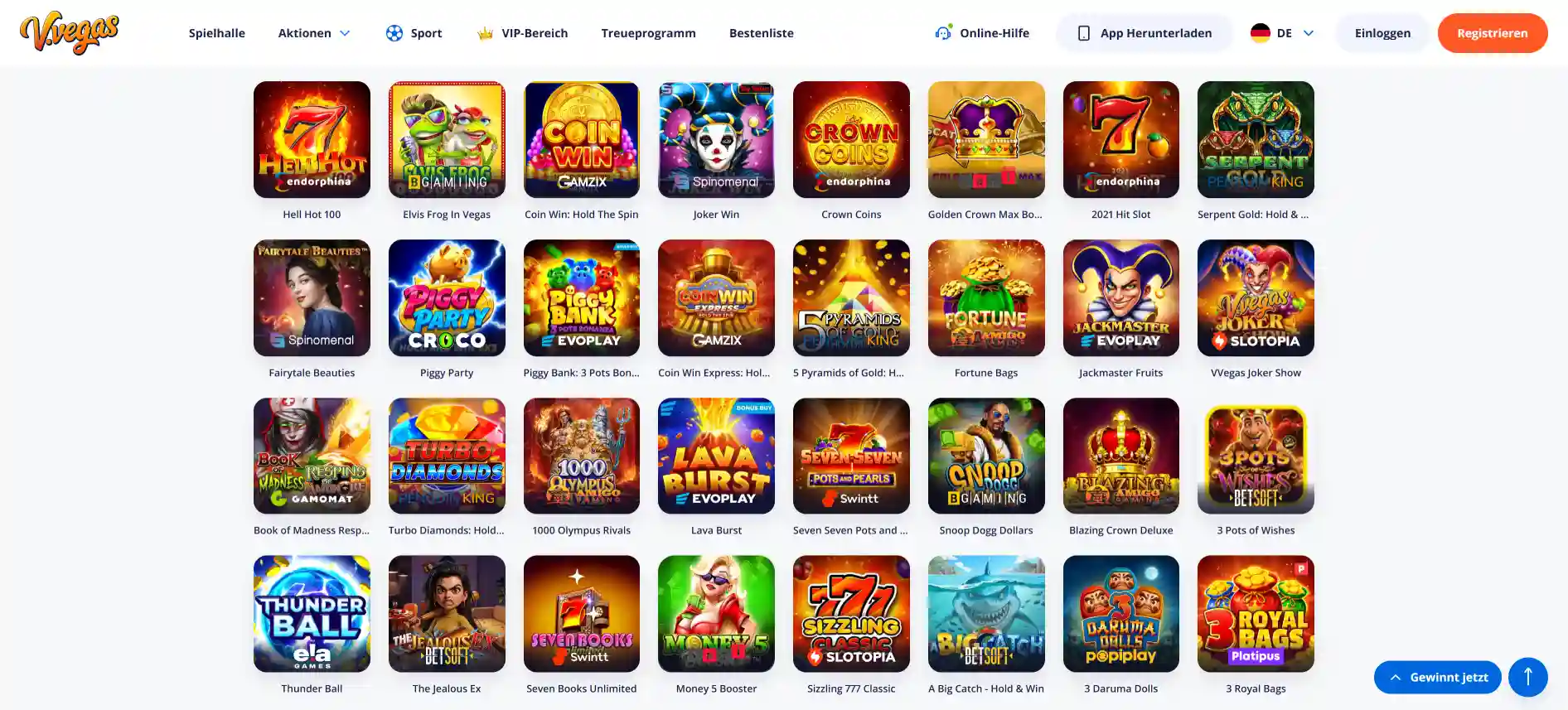 V. Vegas Casino-Spiele