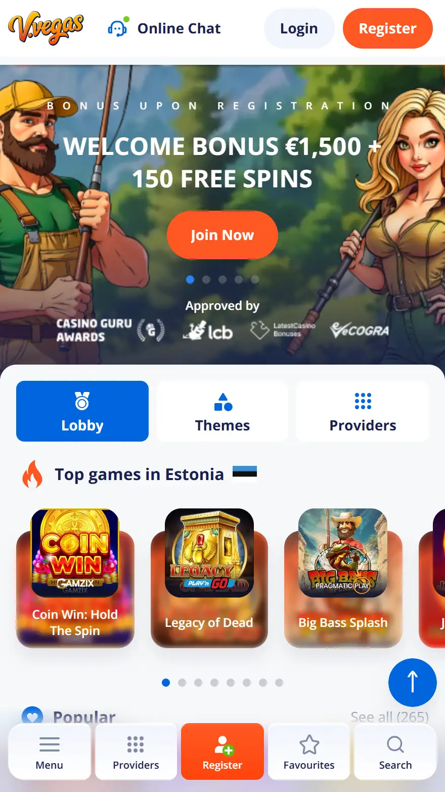 V. Vegas kasiino avaleht