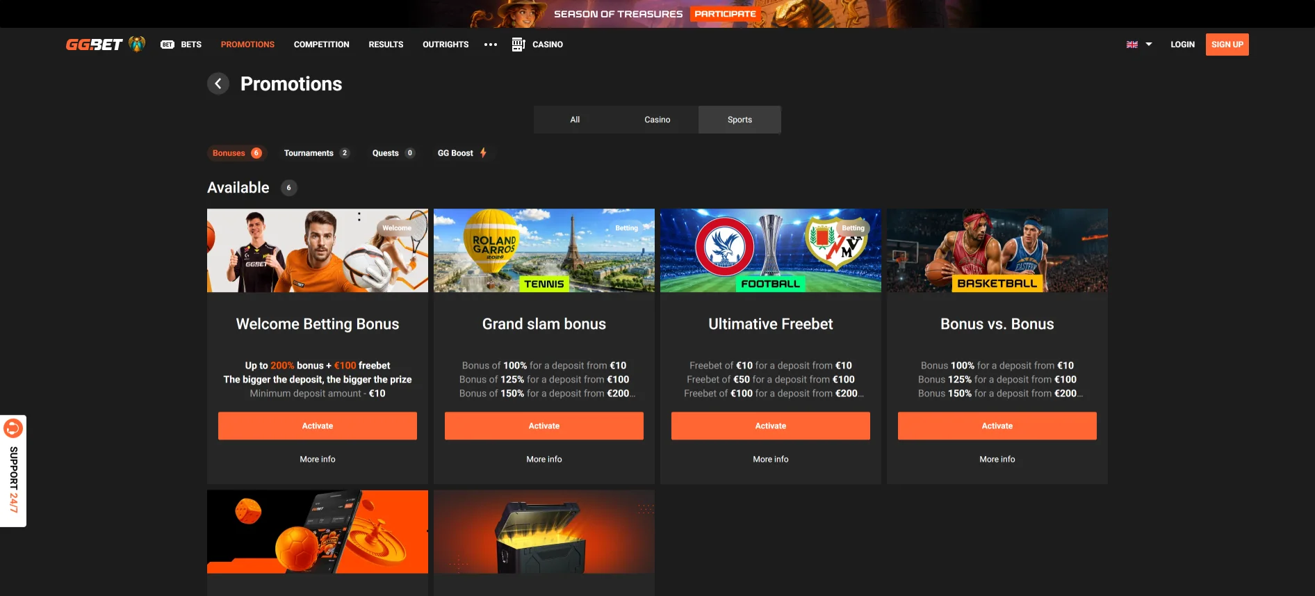 GGBet sporta bonusi
