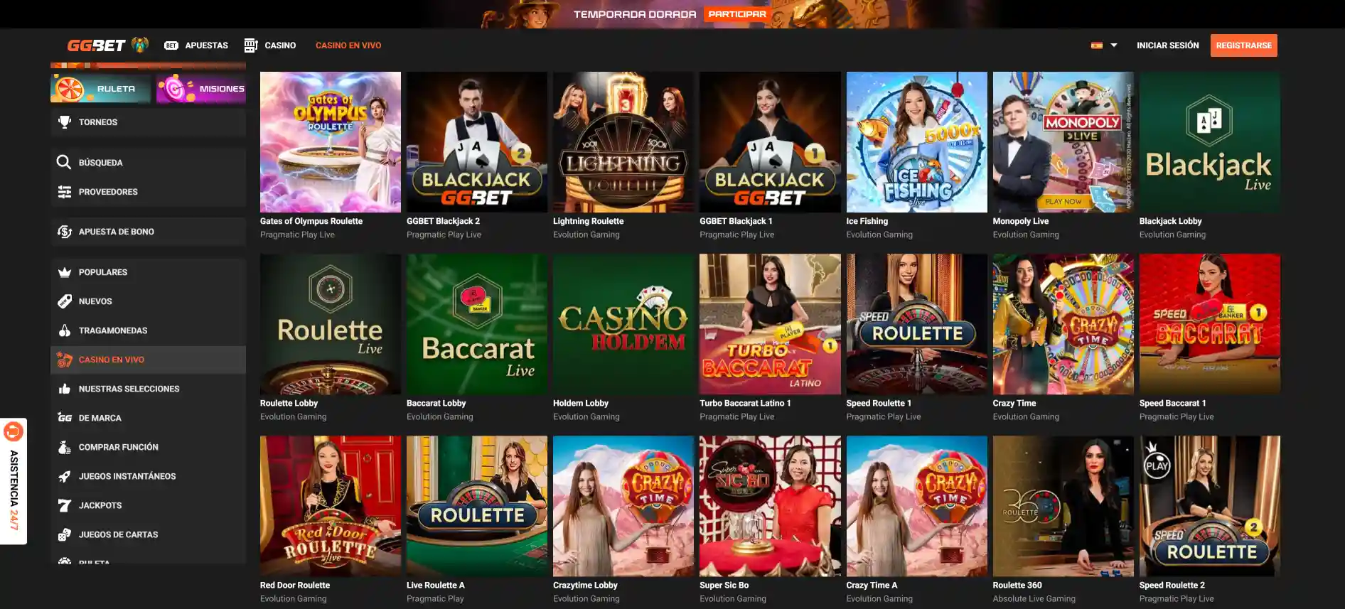Casino en vivo GGBet