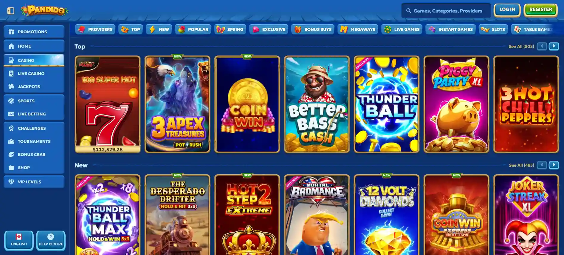 Pandido Casino games