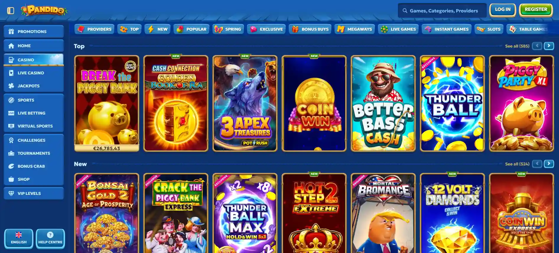 Pandido Casino games