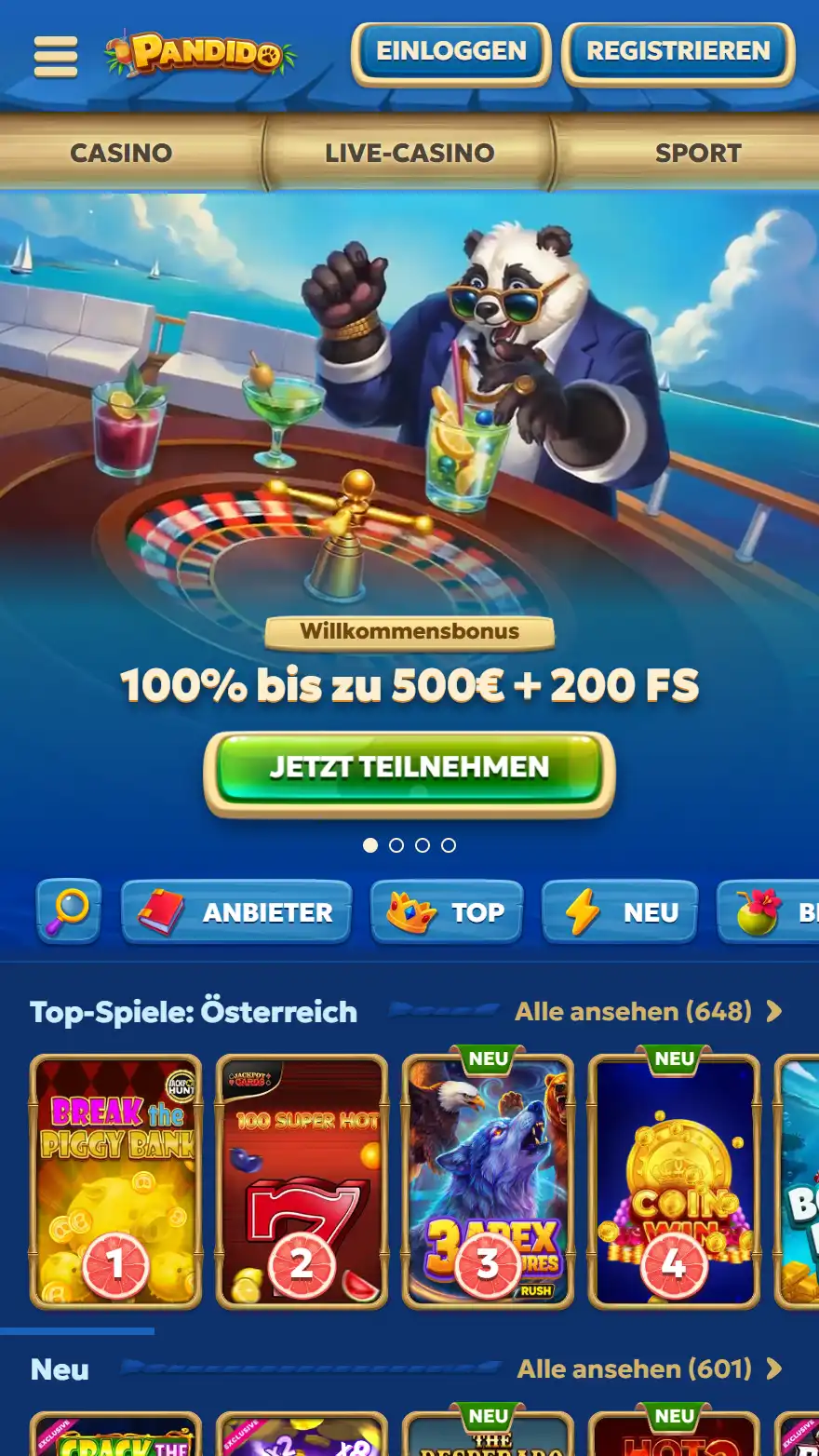 Pandido Casino Startseite