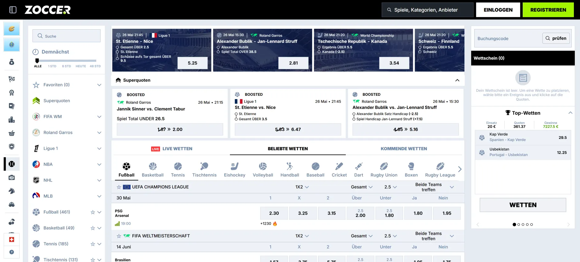Zoccer Sportwetten