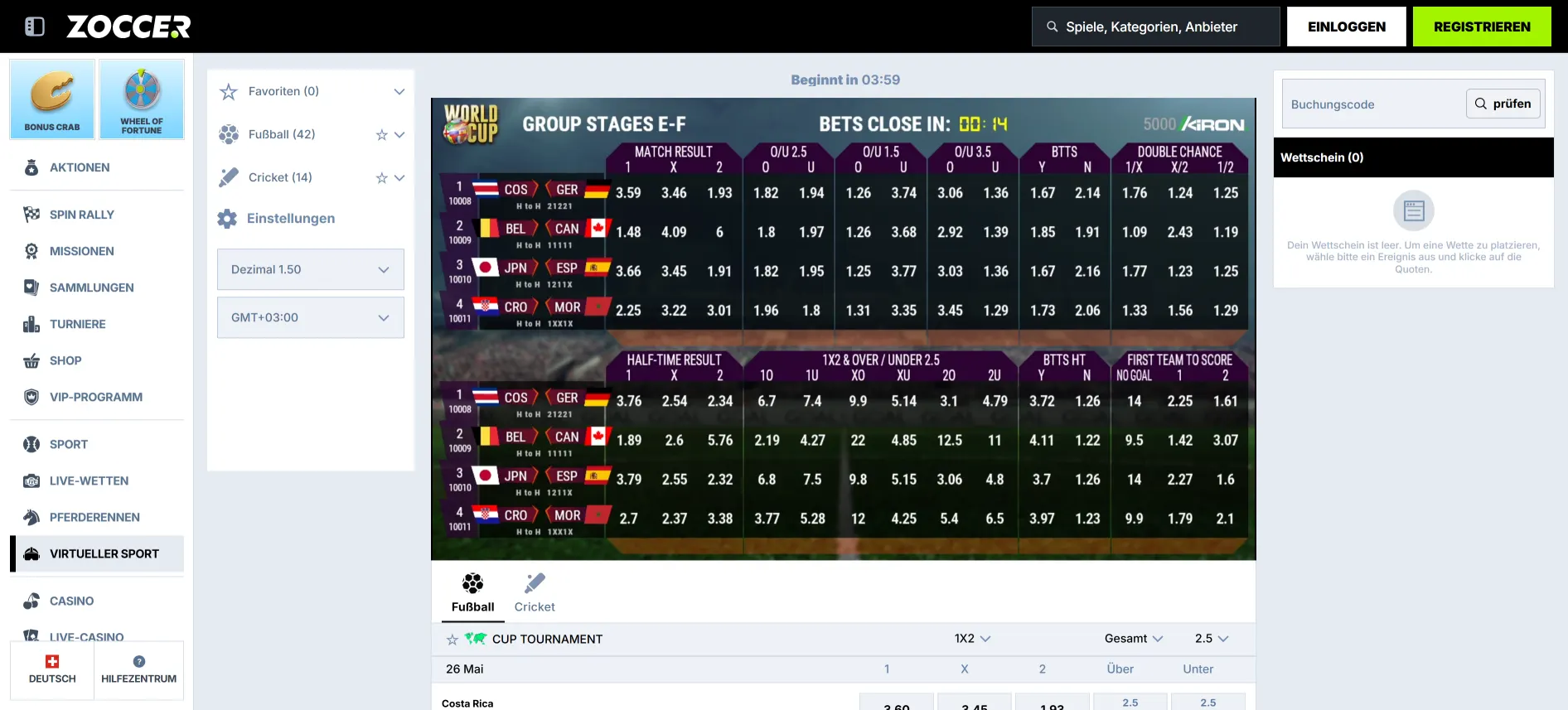 Zoccer Virtuelle Sportwetten