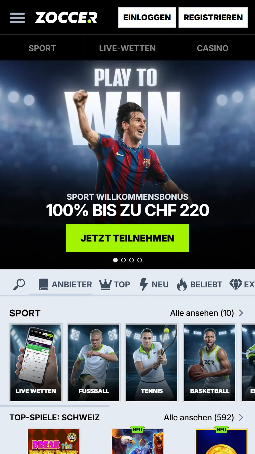 Zoccer Wettanbieter-Startseite