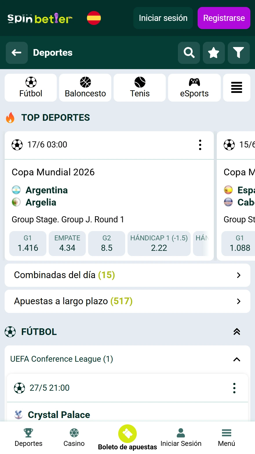 Página de apuestas deportivas Spinbetter