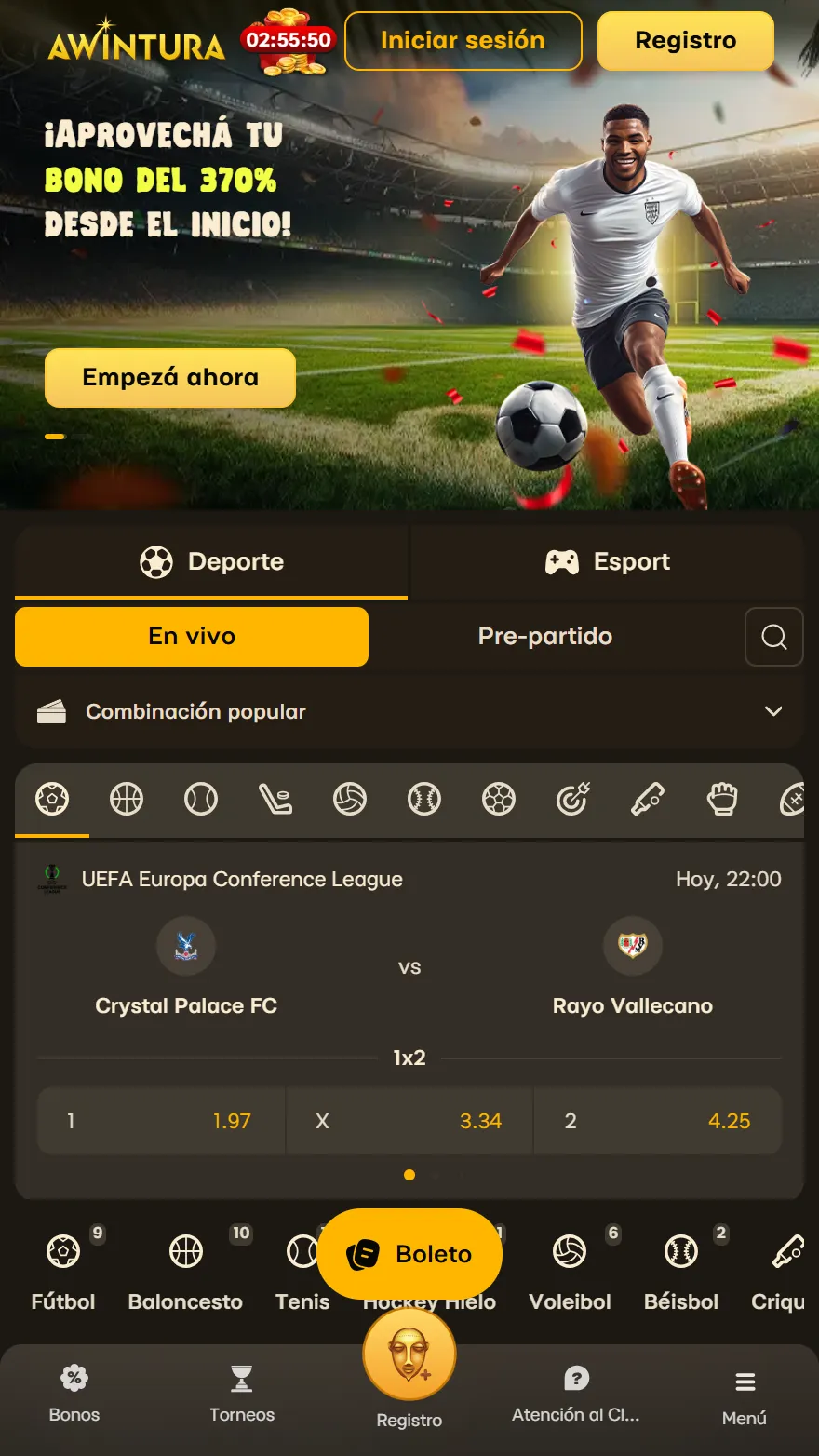Página de apuestas deportivas Awintura