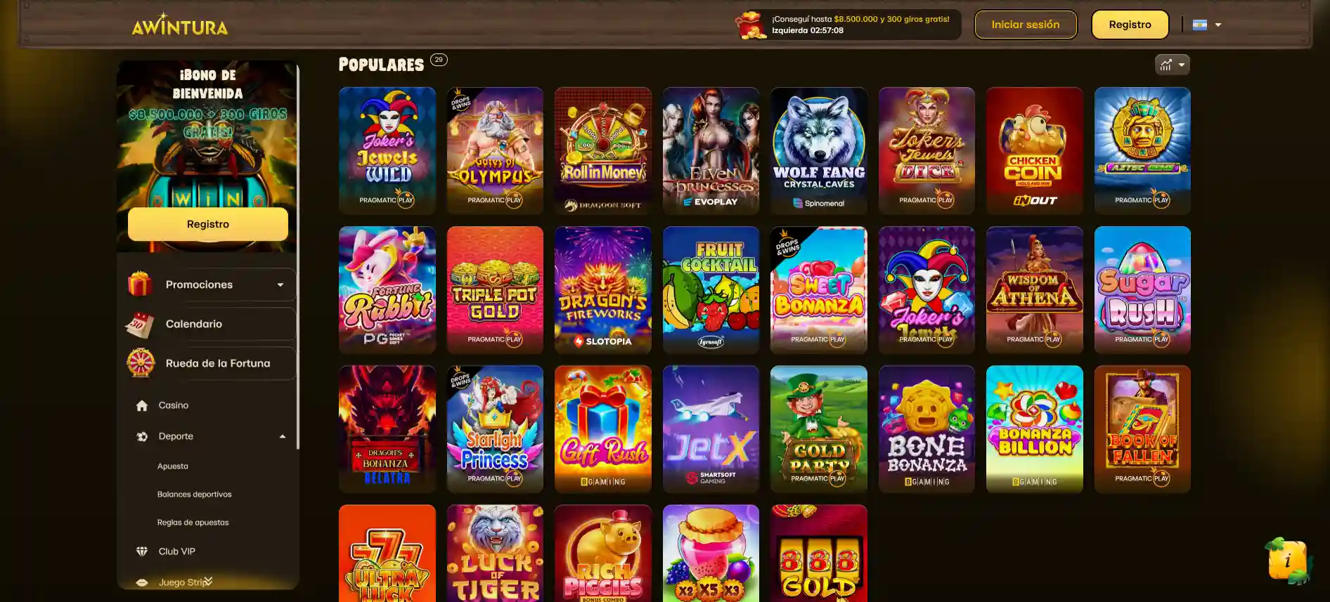 Juegos de casino Awintura