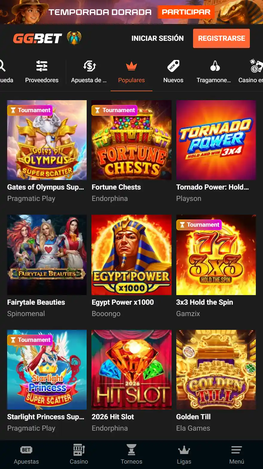 Página de juegos de casino GGBet