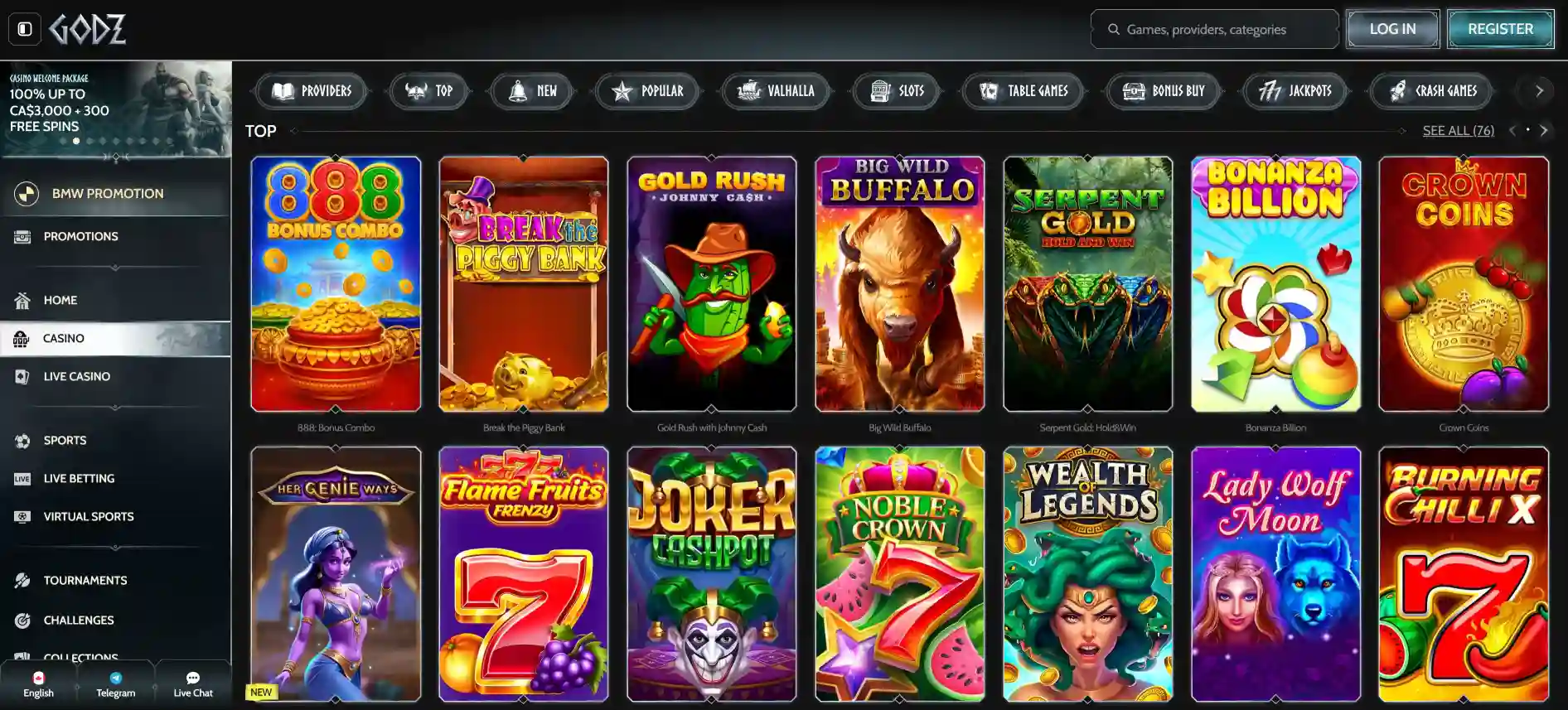Godz Casino games