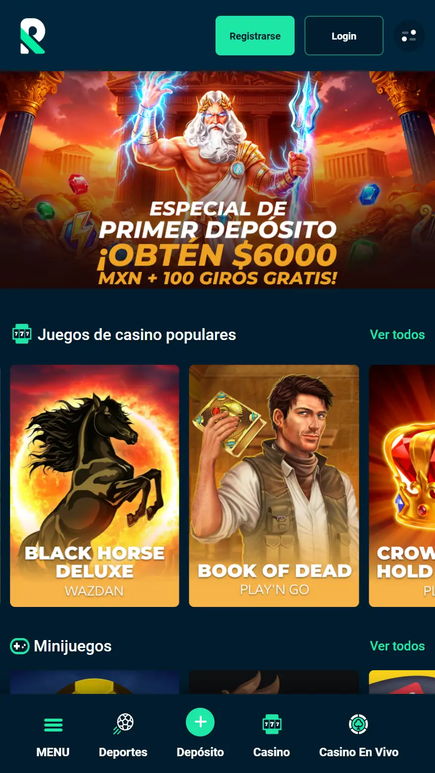 Página de inicio de Rolletto Casino