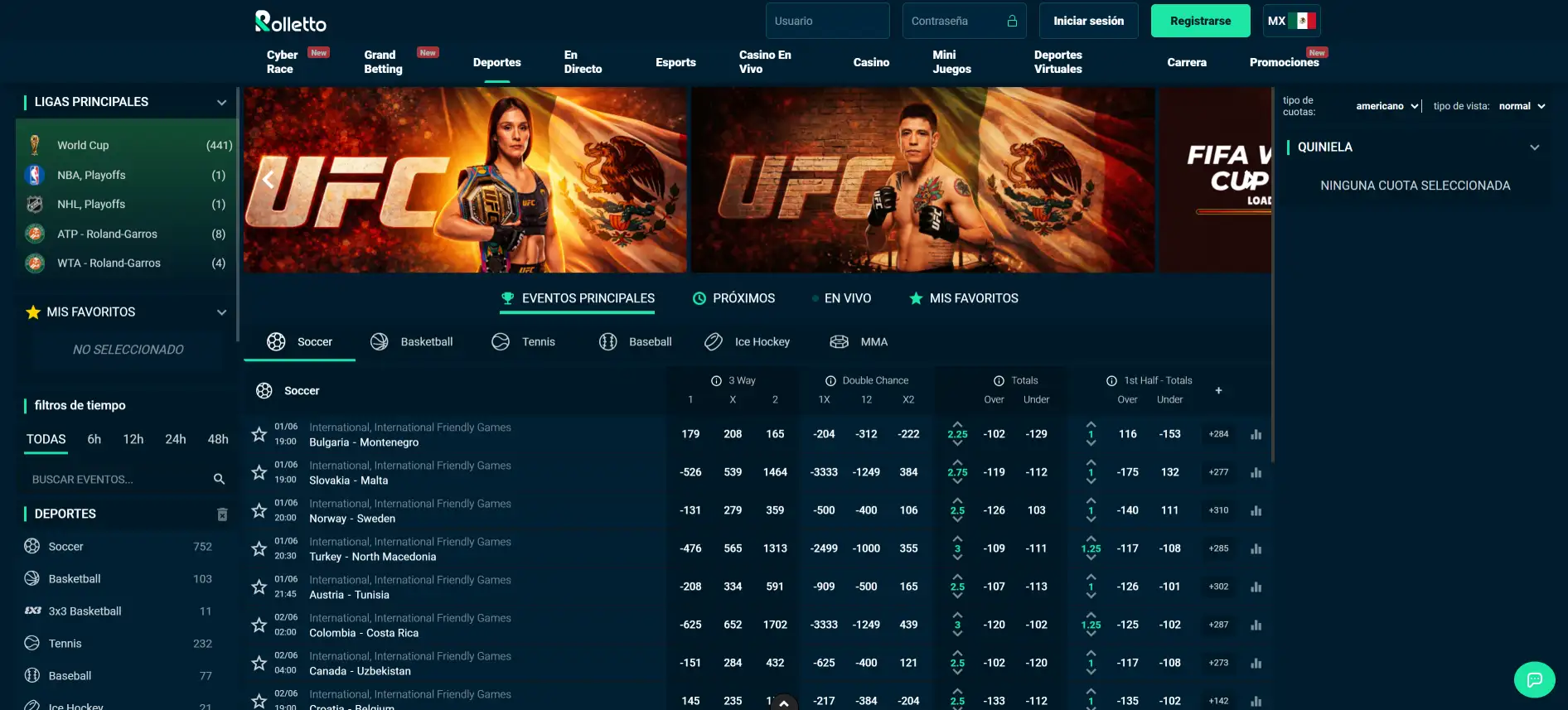 Apuestas deportivas Rolletto