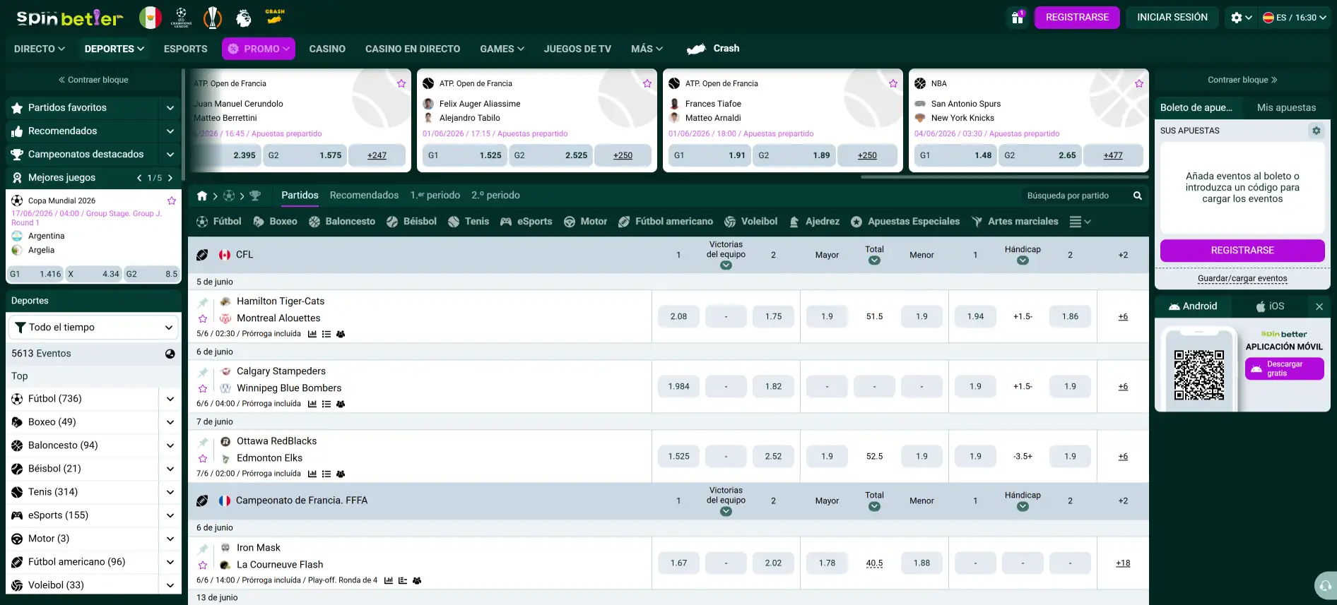 Apuestas deportivas SpinBetter