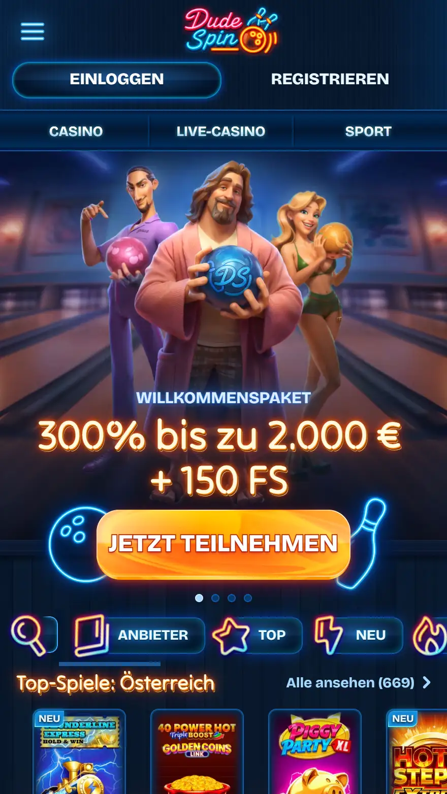 Dudespin Casino-Startseite