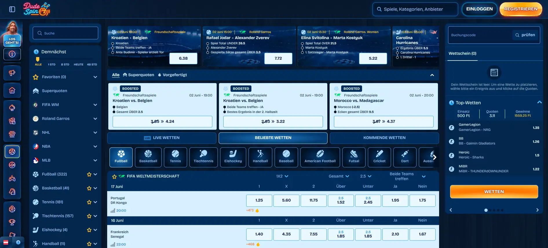 Dudespin Sportwetten