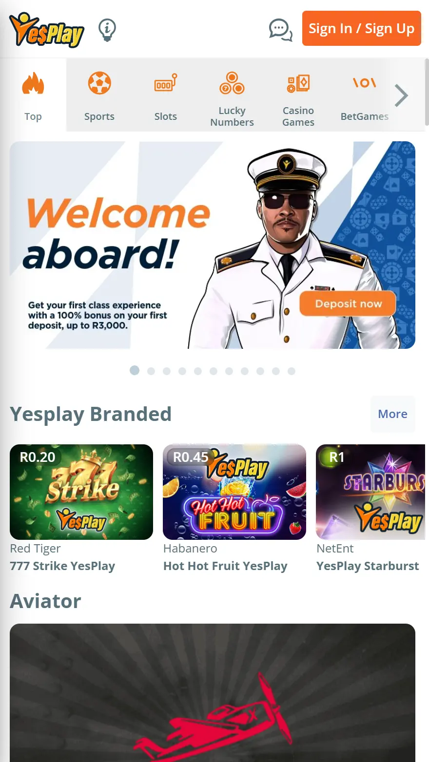 YesPlay online homepage