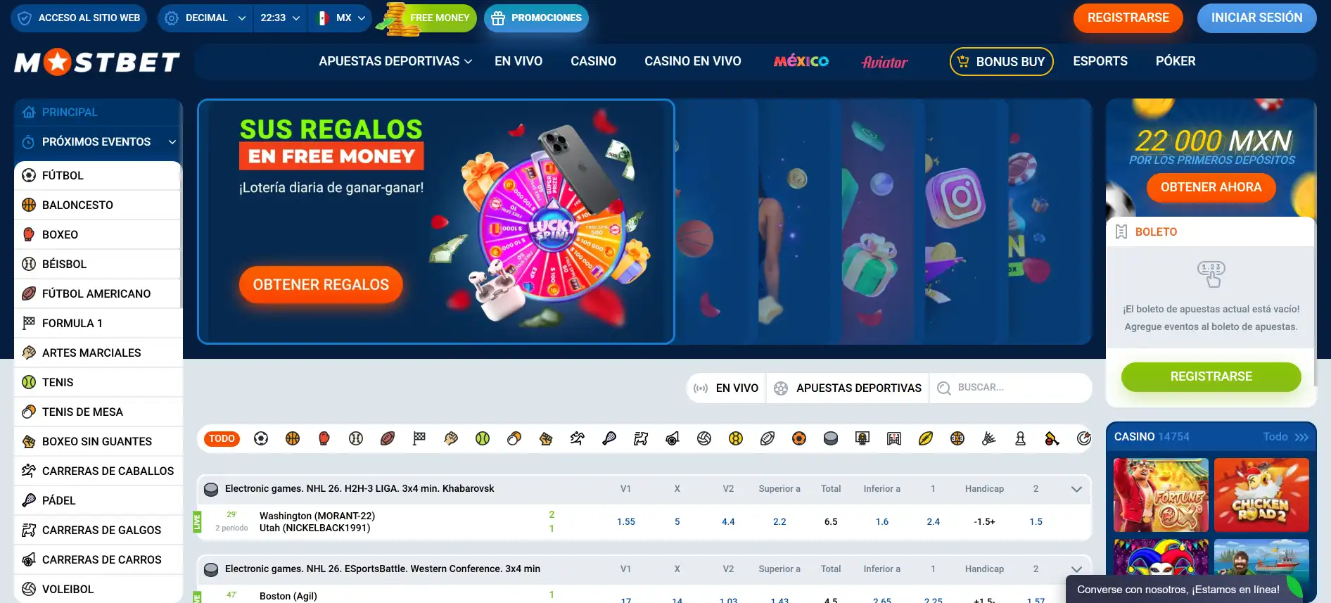 Apuestas deportivas Mostbet