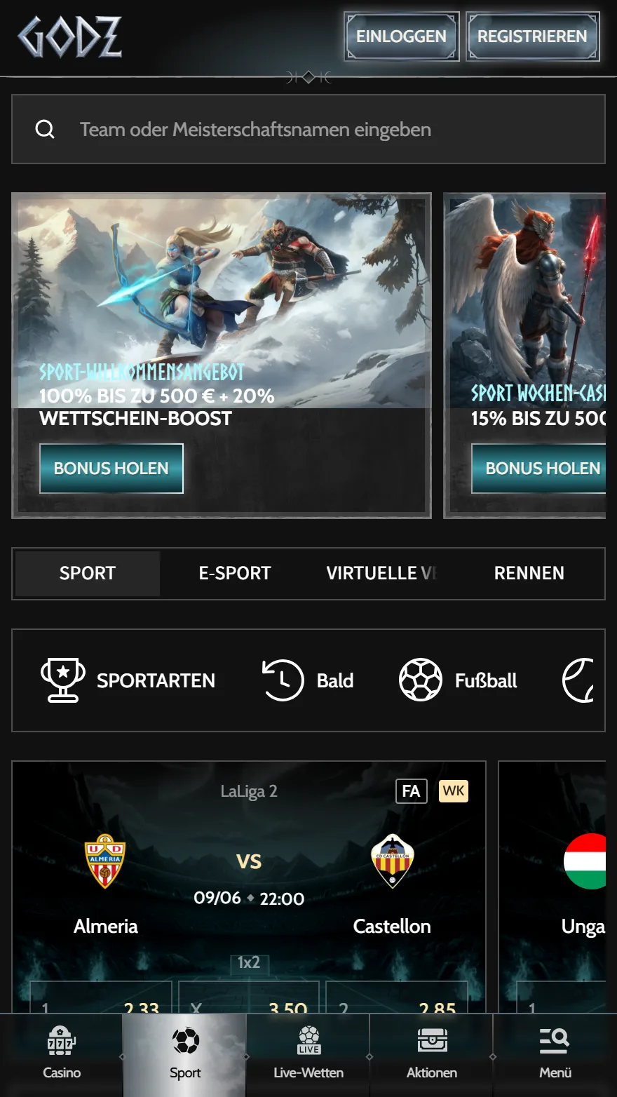 Godz-Sportwettenseite
