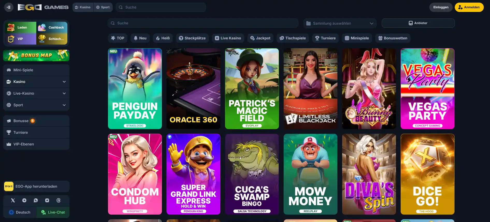 EgoGames Casino-Spiele