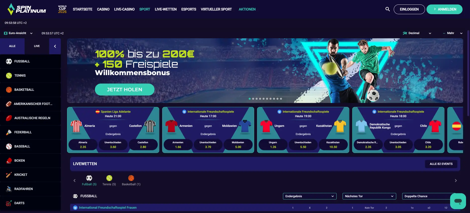 Spinplatinum Sportwetten