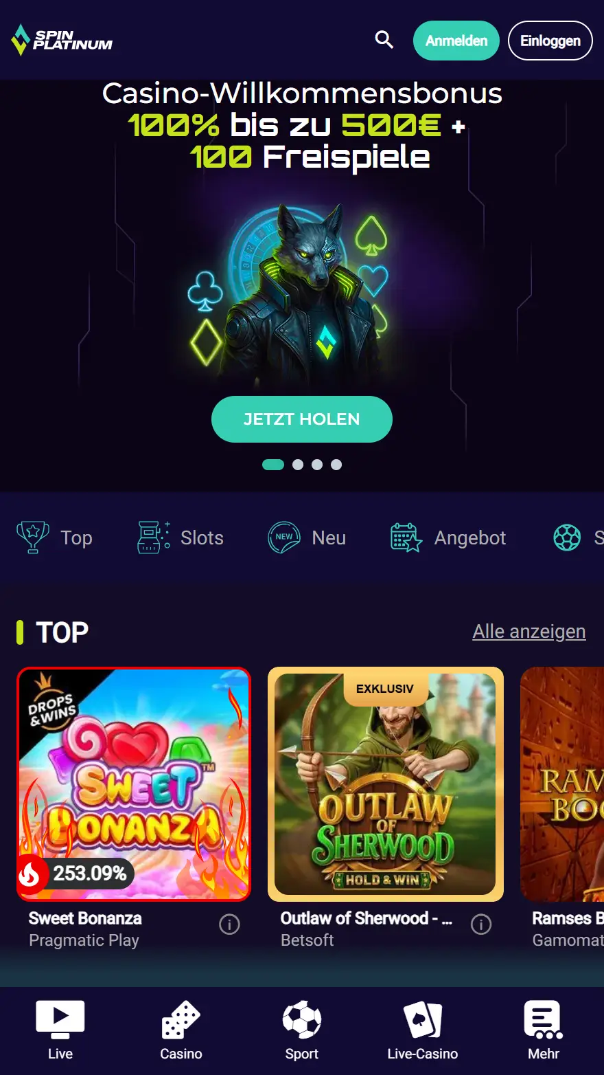 Spinplatinum Casino-Startseite