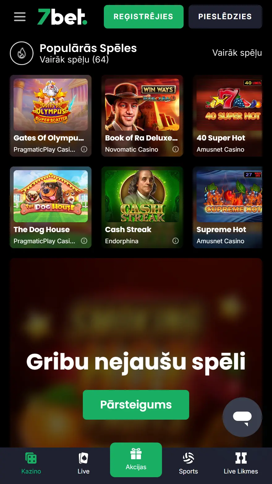 7bet kazino mājaslapa
