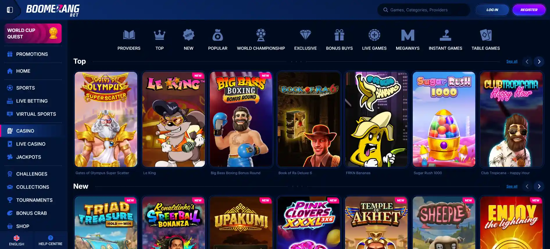 Boomerang Bet казино игры