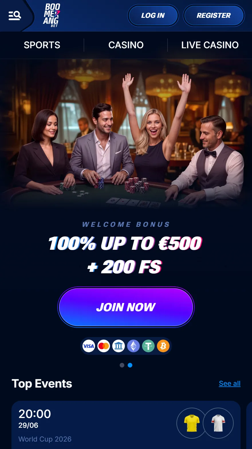 Boomerang Bet главная страница казино