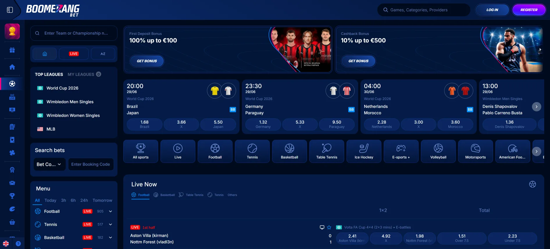 Boomerang Bet ставки на спорт